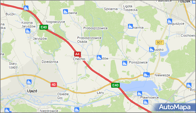 mapa Widów gmina Rudziniec, Widów gmina Rudziniec na mapie Targeo