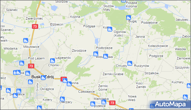 mapa Widuchowa gmina Busko-Zdrój, Widuchowa gmina Busko-Zdrój na mapie Targeo