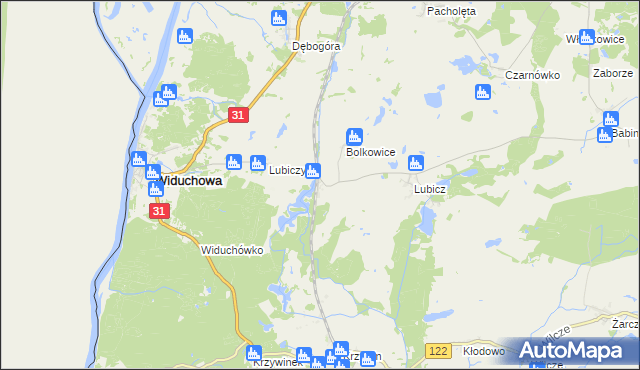 mapa Widuchowa-Stacja, Widuchowa-Stacja na mapie Targeo