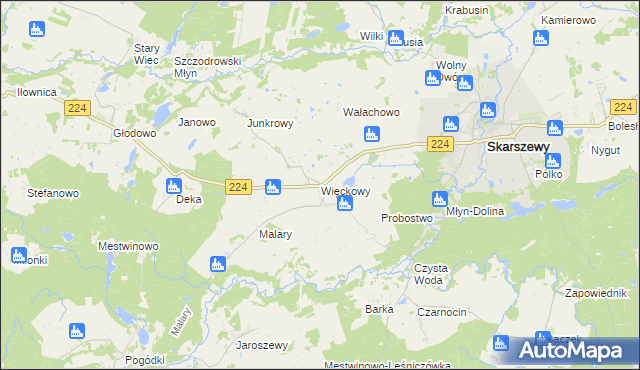 mapa Więckowy, Więckowy na mapie Targeo