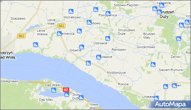 mapa Więcławice gmina Brudzeń Duży, Więcławice gmina Brudzeń Duży na mapie Targeo