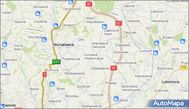 mapa Więcławice Stare, Więcławice Stare na mapie Targeo