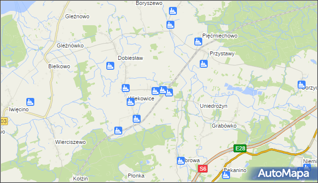 mapa Wiekowo gmina Darłowo, Wiekowo gmina Darłowo na mapie Targeo