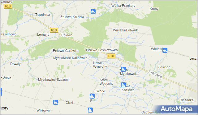 mapa Wielątki Rosochate, Wielątki Rosochate na mapie Targeo