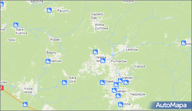 mapa Wielka Wieś gmina Stąporków, Wielka Wieś gmina Stąporków na mapie Targeo
