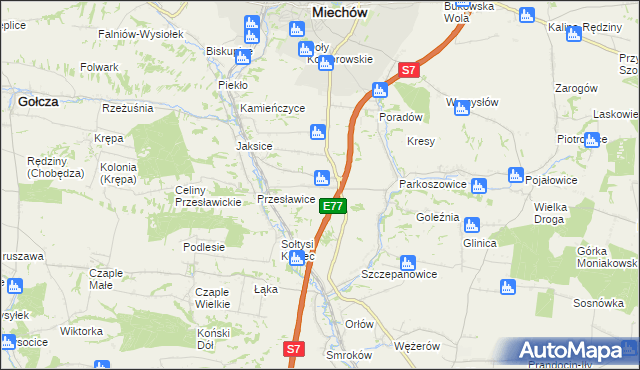 mapa Wielki Dół gmina Miechów, Wielki Dół gmina Miechów na mapie Targeo