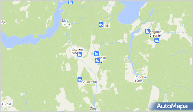 mapa Wielki Las gmina Pisz, Wielki Las gmina Pisz na mapie Targeo