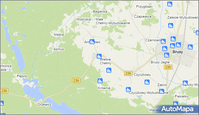 mapa Wielkie Chełmy, Wielkie Chełmy na mapie Targeo