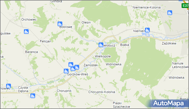 mapa Wielkopole gmina Gorzków, Wielkopole gmina Gorzków na mapie Targeo