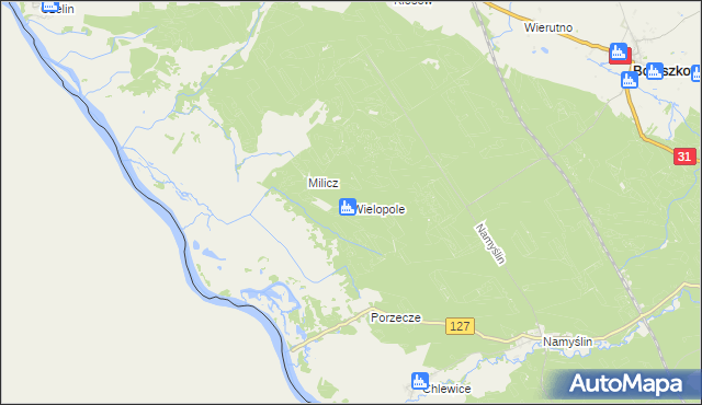 mapa Wielopole gmina Boleszkowice, Wielopole gmina Boleszkowice na mapie Targeo