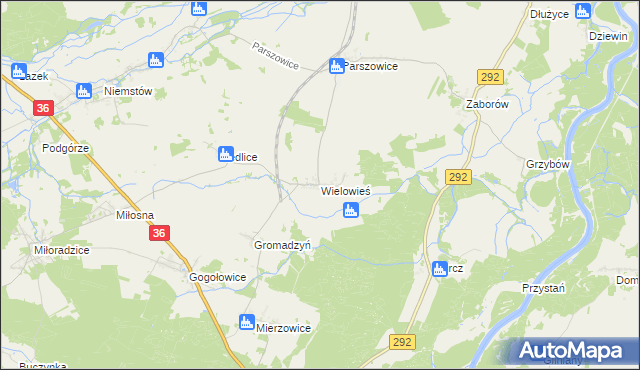 mapa Wielowieś gmina Ścinawa, Wielowieś gmina Ścinawa na mapie Targeo