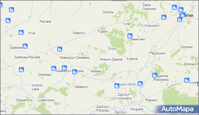 mapa Wieluń-Zalesie, Wieluń-Zalesie na mapie Targeo