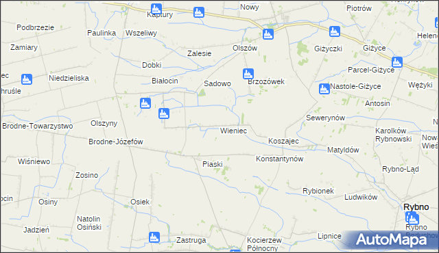 mapa Wieniec gmina Iłów, Wieniec gmina Iłów na mapie Targeo
