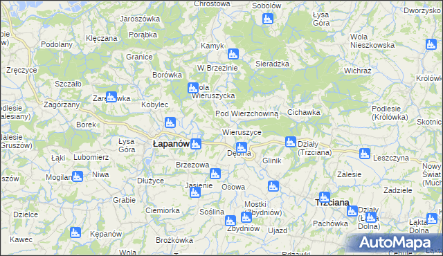 mapa Wieruszyce, Wieruszyce na mapie Targeo