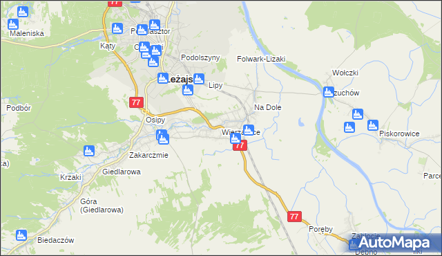 mapa Wierzawice, Wierzawice na mapie Targeo