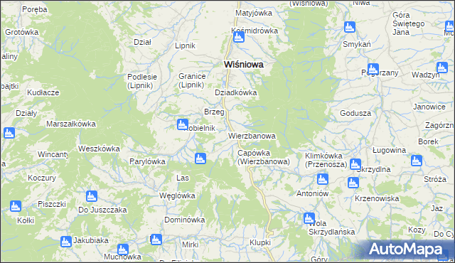 mapa Wierzbanowa, Wierzbanowa na mapie Targeo