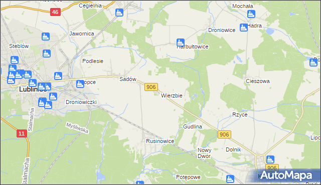 mapa Wierzbie gmina Koszęcin, Wierzbie gmina Koszęcin na mapie Targeo