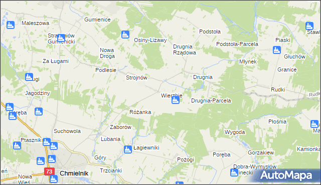 mapa Wierzbie gmina Pierzchnica, Wierzbie gmina Pierzchnica na mapie Targeo