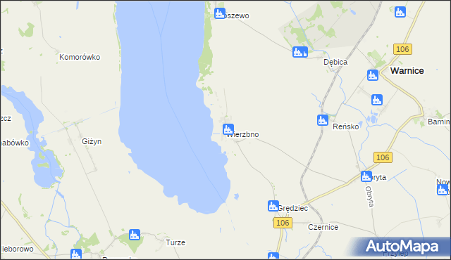 mapa Wierzbno gmina Warnice, Wierzbno gmina Warnice na mapie Targeo