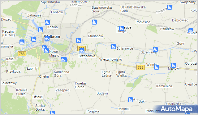 mapa Wierzchowisko gmina Wolbrom, Wierzchowisko gmina Wolbrom na mapie Targeo