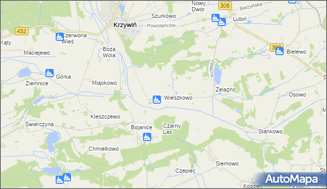 mapa Wieszkowo, Wieszkowo na mapie Targeo