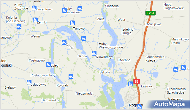 mapa Wiewiórczyn gmina Rogowo, Wiewiórczyn gmina Rogowo na mapie Targeo