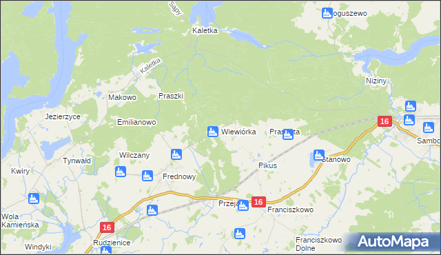 mapa Wiewiórka gmina Iława, Wiewiórka gmina Iława na mapie Targeo