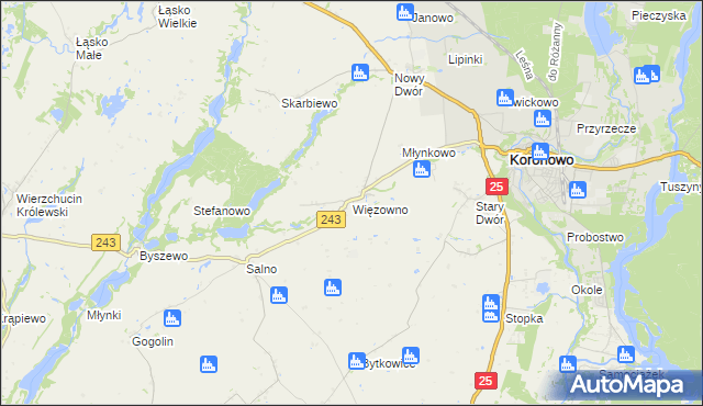 mapa Więzowno, Więzowno na mapie Targeo