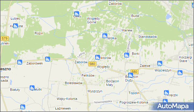 mapa Wiktorów gmina Leszno, Wiktorów gmina Leszno na mapie Targeo