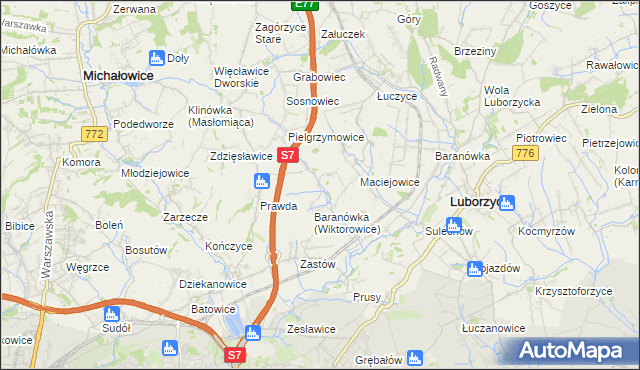 mapa Wiktorowice, Wiktorowice na mapie Targeo