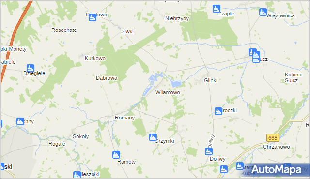 mapa Wilamowo gmina Przytuły, Wilamowo gmina Przytuły na mapie Targeo