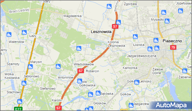 mapa Wilcza Góra gmina Lesznowola, Wilcza Góra gmina Lesznowola na mapie Targeo