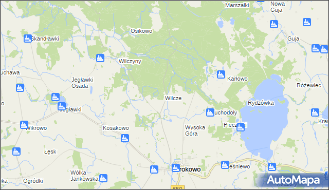 mapa Wilcze gmina Srokowo, Wilcze gmina Srokowo na mapie Targeo