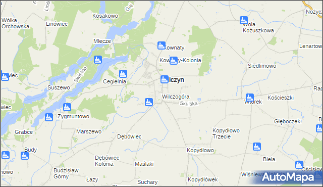 mapa Wilczogóra gmina Wilczyn, Wilczogóra gmina Wilczyn na mapie Targeo