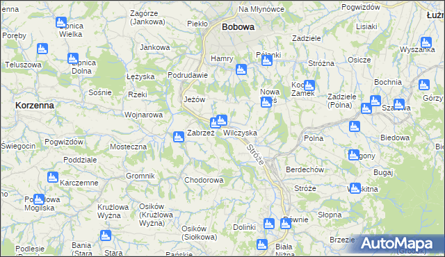 mapa Wilczyska gmina Bobowa, Wilczyska gmina Bobowa na mapie Targeo