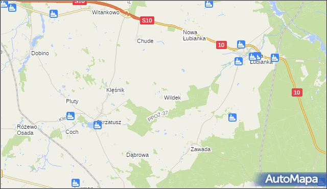 mapa Wildek gmina Szydłowo, Wildek gmina Szydłowo na mapie Targeo