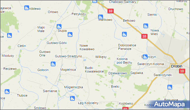 mapa Wilkęsy, Wilkęsy na mapie Targeo