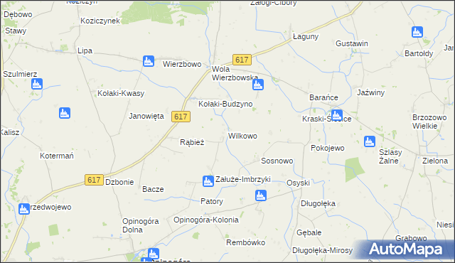 mapa Wilkowo gmina Opinogóra Górna, Wilkowo gmina Opinogóra Górna na mapie Targeo