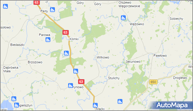 mapa Wilkowo gmina Węgorzewo, Wilkowo gmina Węgorzewo na mapie Targeo