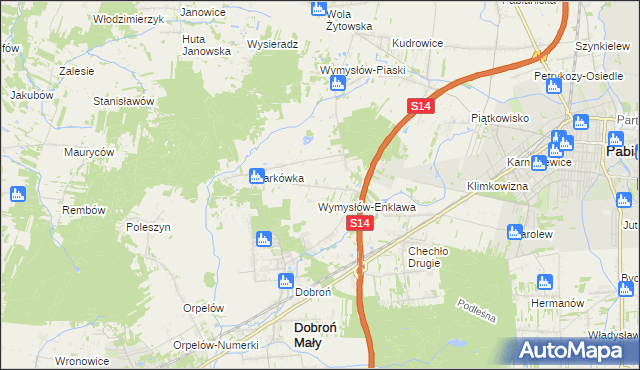 mapa Wincentów gmina Dobroń, Wincentów gmina Dobroń na mapie Targeo