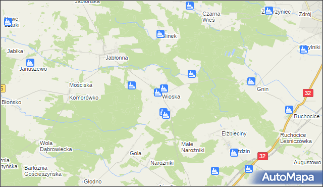 mapa Wioska gmina Rakoniewice, Wioska gmina Rakoniewice na mapie Targeo