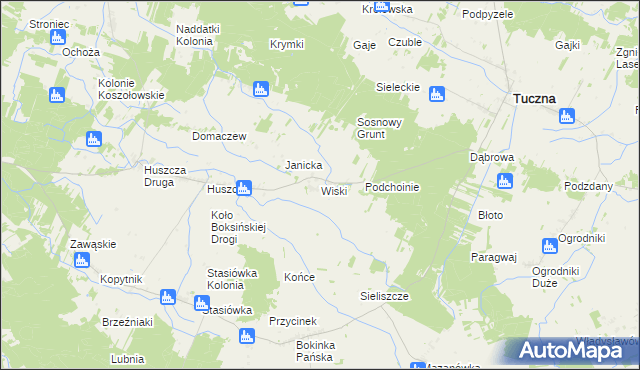 mapa Wiski gmina Tuczna, Wiski gmina Tuczna na mapie Targeo