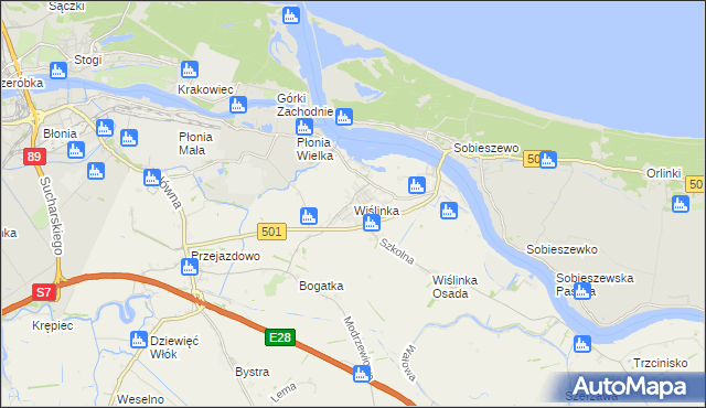 mapa Wiślinka, Wiślinka na mapie Targeo