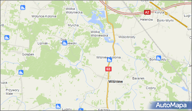 mapa Wiśniew-Kolonia, Wiśniew-Kolonia na mapie Targeo