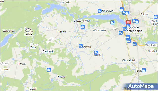 mapa Wiśniewa gmina Sępólno Krajeńskie, Wiśniewa gmina Sępólno Krajeńskie na mapie Targeo