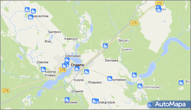 mapa Wiśniewo gmina Drawno, Wiśniewo gmina Drawno na mapie Targeo