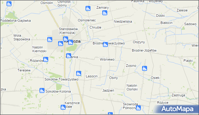 mapa Wiśniewo gmina Kiernozia, Wiśniewo gmina Kiernozia na mapie Targeo