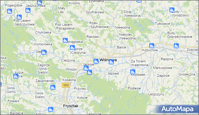 mapa Wiśniowa powiat strzyżowski, Wiśniowa powiat strzyżowski na mapie Targeo