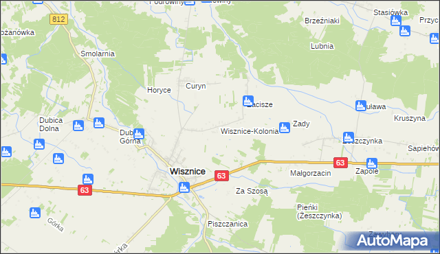 mapa Wisznice-Kolonia, Wisznice-Kolonia na mapie Targeo