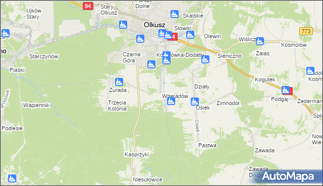 mapa Witeradów, Witeradów na mapie Targeo